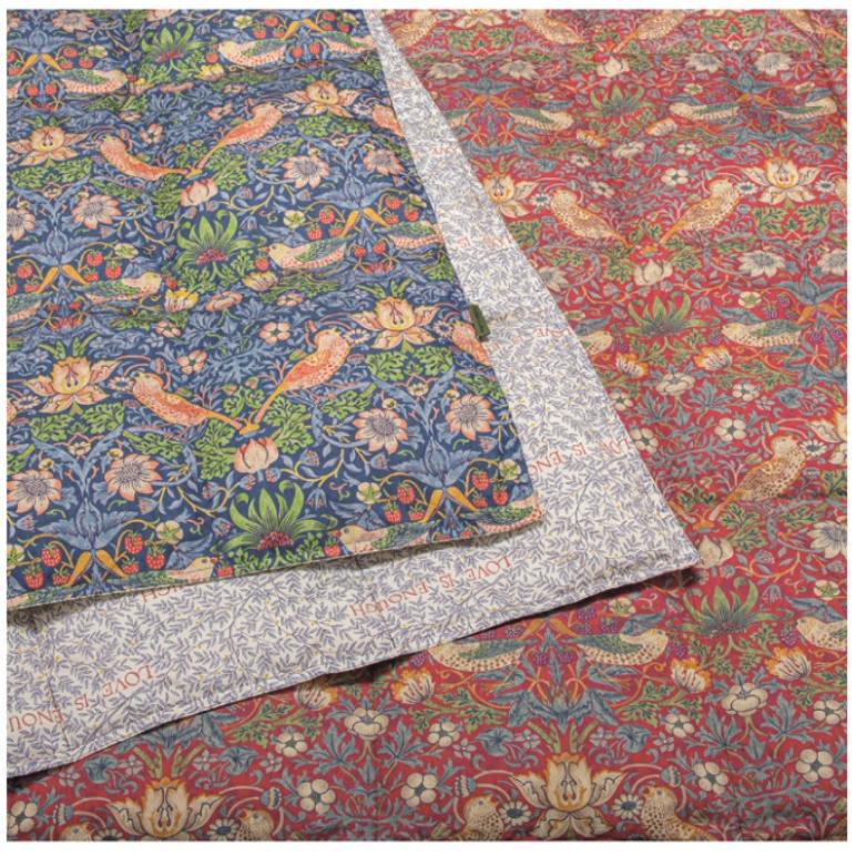 西川 モリスギャラリー いちご泥棒 ダウンケット 羽毛肌掛けふとん  