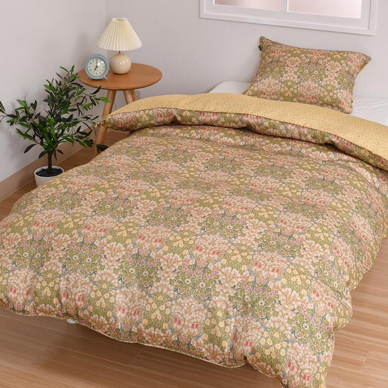 西川 モリスギャラリー 掛けふとんカバー ブラックソーン柄 綿