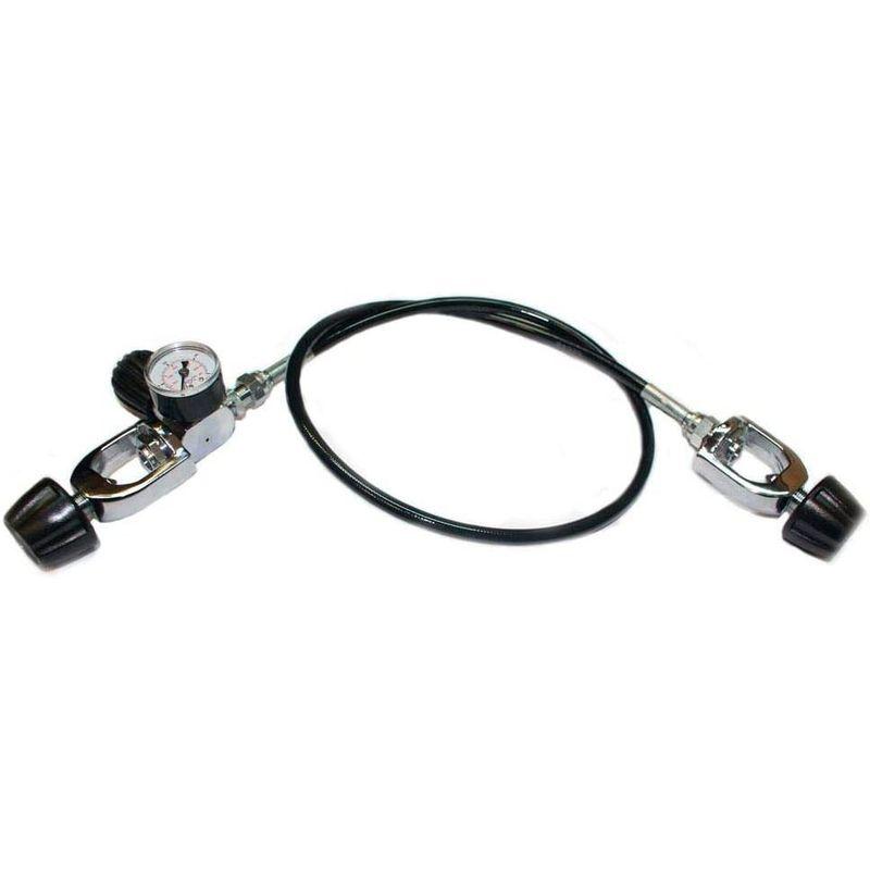 【新品 未使用 日本製】 タンクからタンクへ空気を移すスキューバダイビングタンク用 ゲージ付き移充填連結ホース 1ｍ・ヨークタイプ 【E3751740863】(19065円)