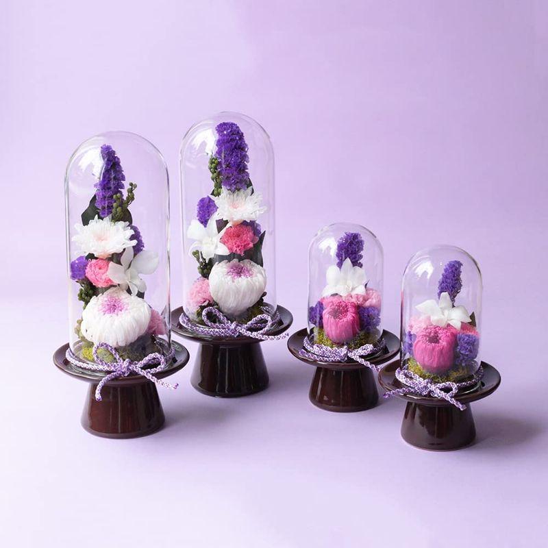 限定素材を使用 Makefuture 紫苑 M プリザーブドフラワー 仏花 ガラスドーム お悔やみ お手入れ不要 単品 【1802638122】(9161円)