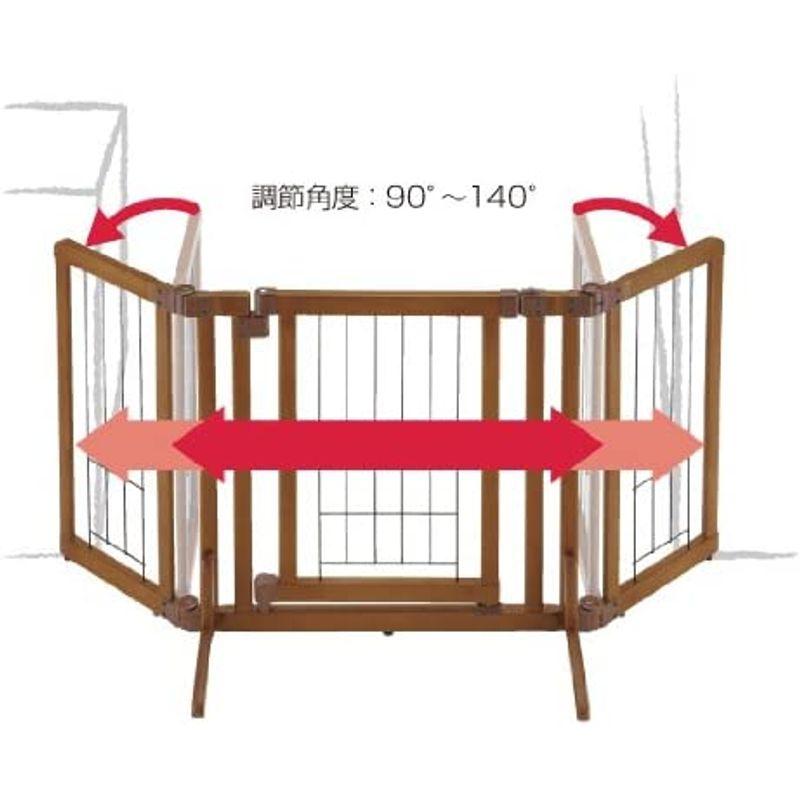 リッチェル ペット用 木製おくだけドア付ゲート S ブラウン S サイズ サイズ ペット用 木製おくだけドア付ゲート ブラウン