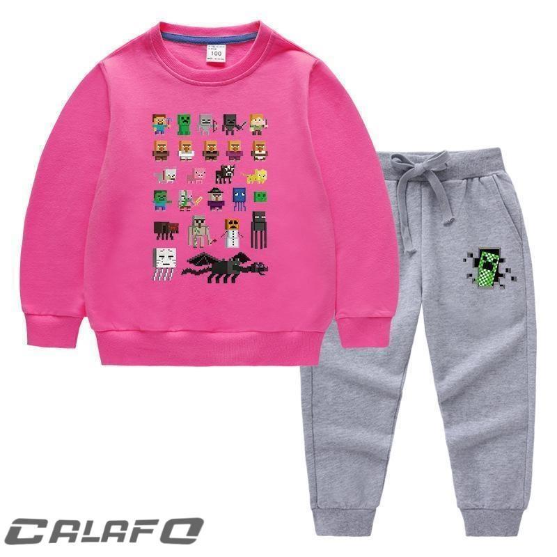 子供服 セットアップ 男の子 女の子 MINECRAFT マインクラフト 長袖 春秋 上下セット キッズ ジュニア Tシャツ パンツ 長ズボン 可愛い おしゃれ 小学生 | ブランド登録なし | 12