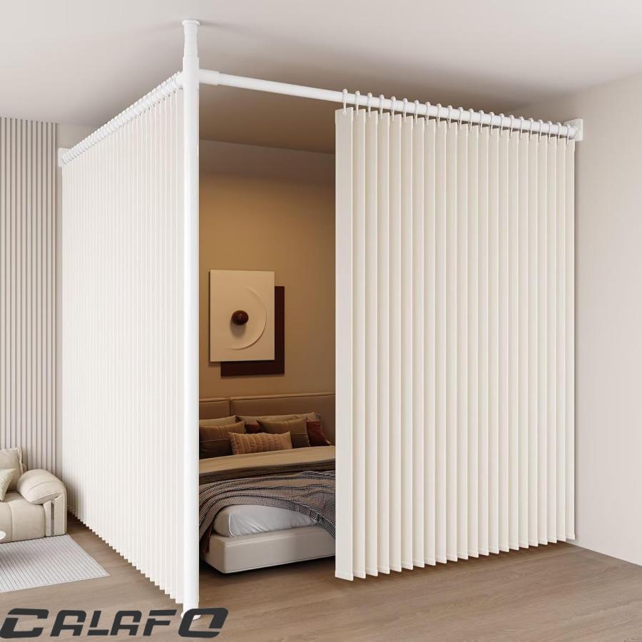 突っ張り パーテーション 部屋 仕切り （幅90-410cm 奥行90-410cm 高さ210-310cm） カーテン付きX2 断熱防寒 アコーディオンカーテン 遮光 調節可能 伸縮可能（Yahoo!・hidelemoned）