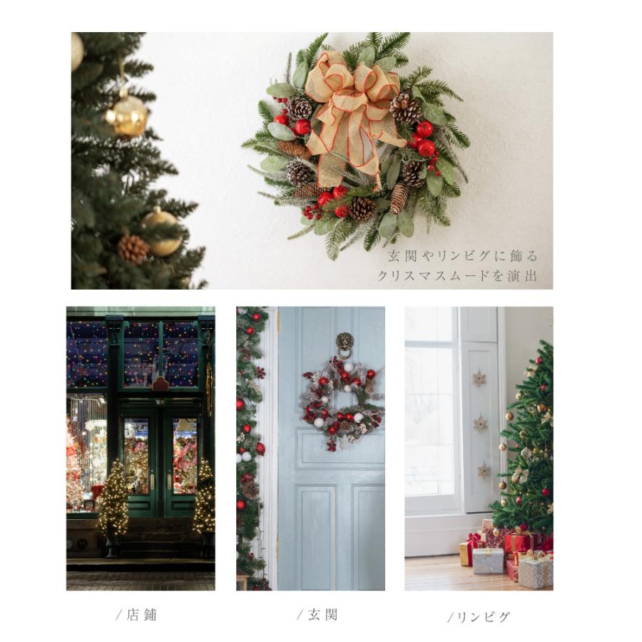 クリスマスリース レッド 松ぼっくり 50cm 壁掛け 玄関 部屋 北欧