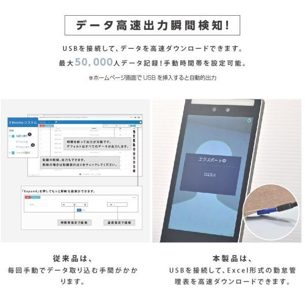 サーモカメラ 検温カメラ 50000人記録可能 タッチ式 非接触 ai顔認識