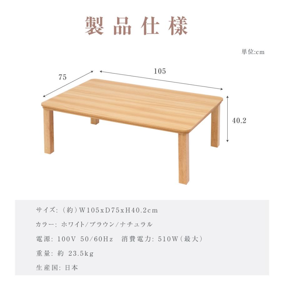 こたつ 長方形 日本製 速暖2秒！ 105x75cm ヒーターユニット 天板 uv