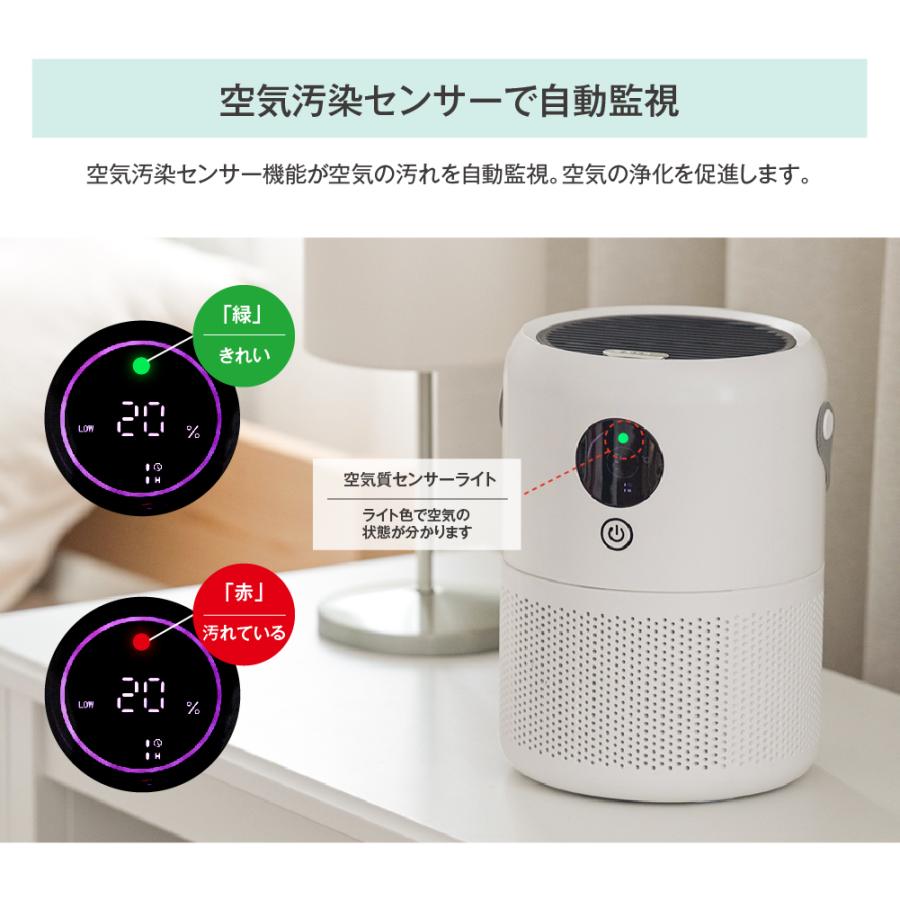 空気清浄機 集塵 脱臭 除菌 適応21畳 小型 USB充電式 12時間稼働 静音