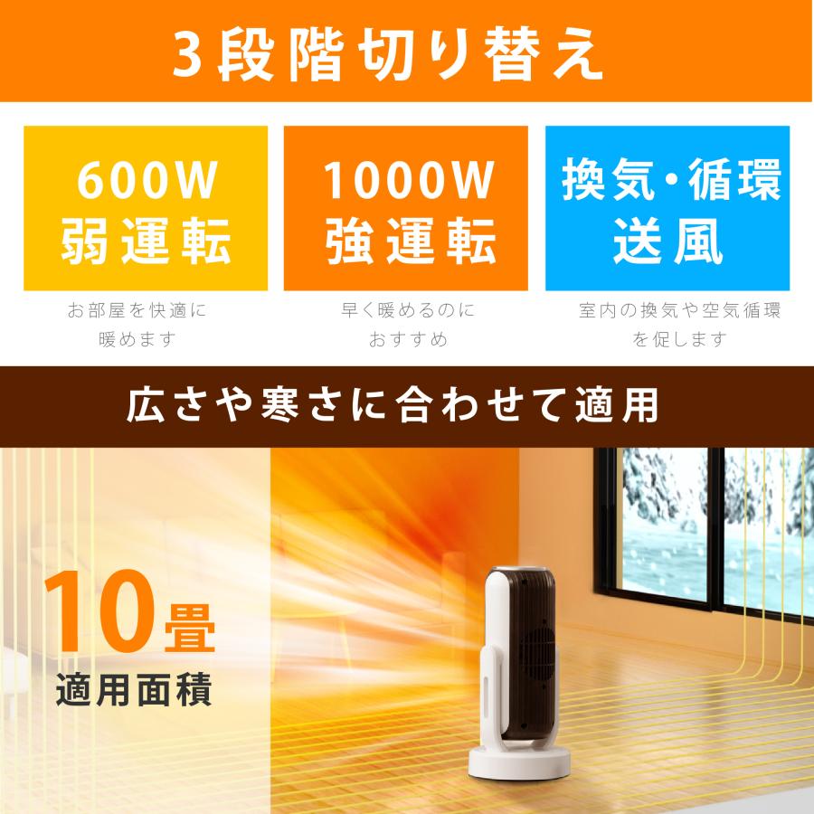 セラミックヒーター 電気ストーブ 小型 1000W セラミックファンヒーター 人感センサー 足元 オフィス 省エネ 送風 速暖 風量3段階 コンパクト 過熱保護 xr-kk08｜hidemasastore｜09