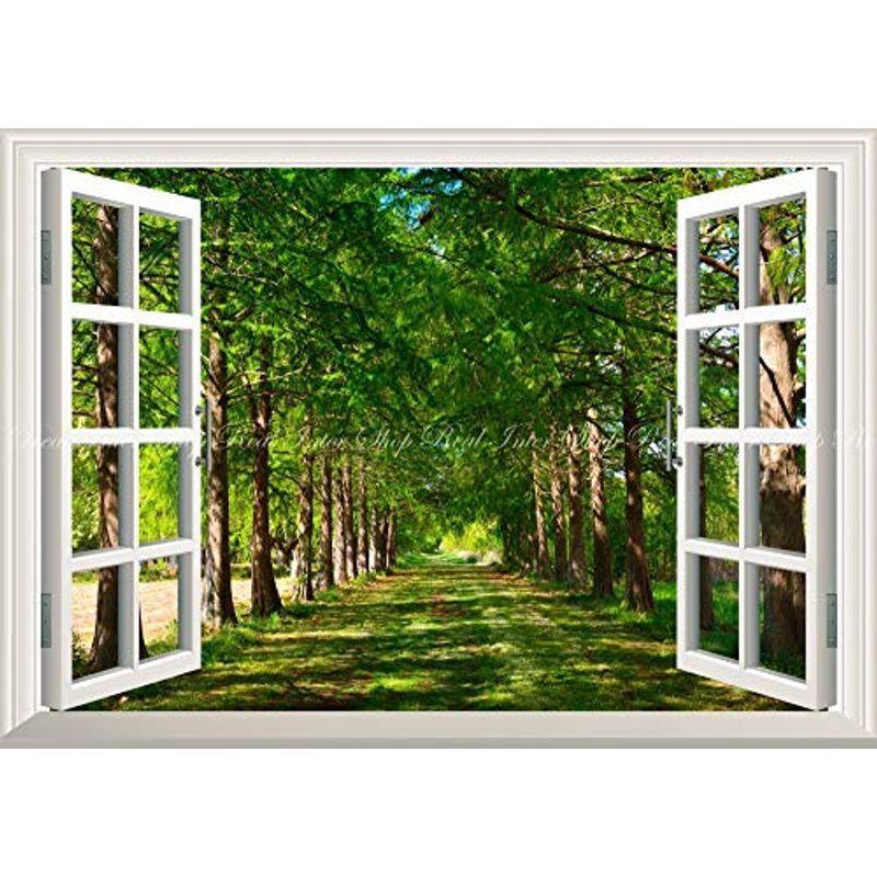 受賞店舗 絵画風 壁紙ポスター はがせるシール式 窓の景色 並木道 森林 森林浴 緑 目の保養 気分転換 癒し 窓仕様トリックアート キャラク お歳暮 Turningheadskennel Com
