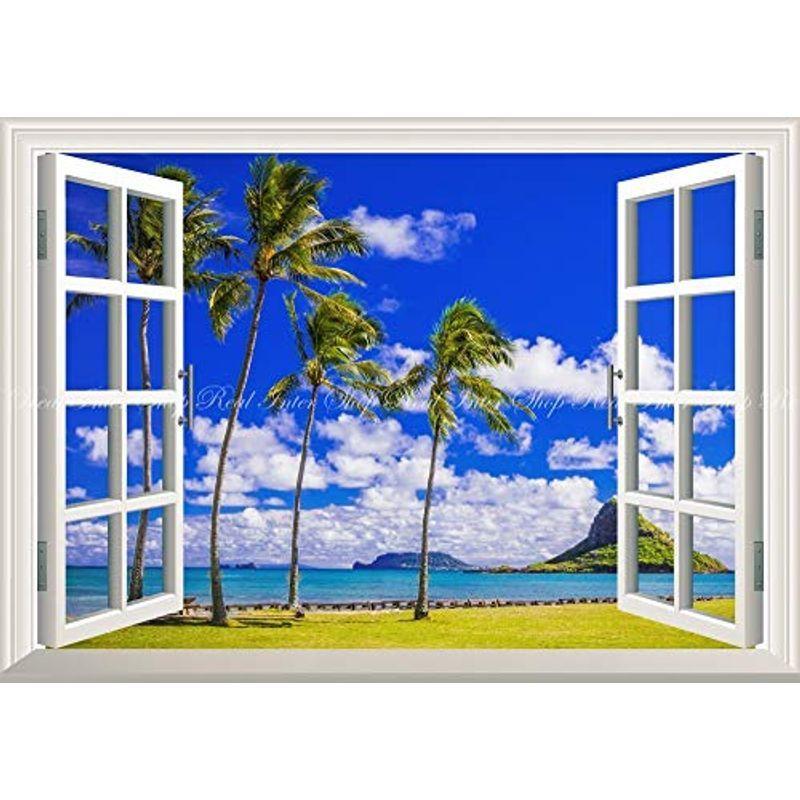 工場直送 絵画風 壁紙ポスター はがせるシール式 窓の景色 ハワイ オアフ島 チャイナマンズ ハット モリコイ カハナ 無人島 海 山 窓仕 Rakuten Turningheadskennel Com