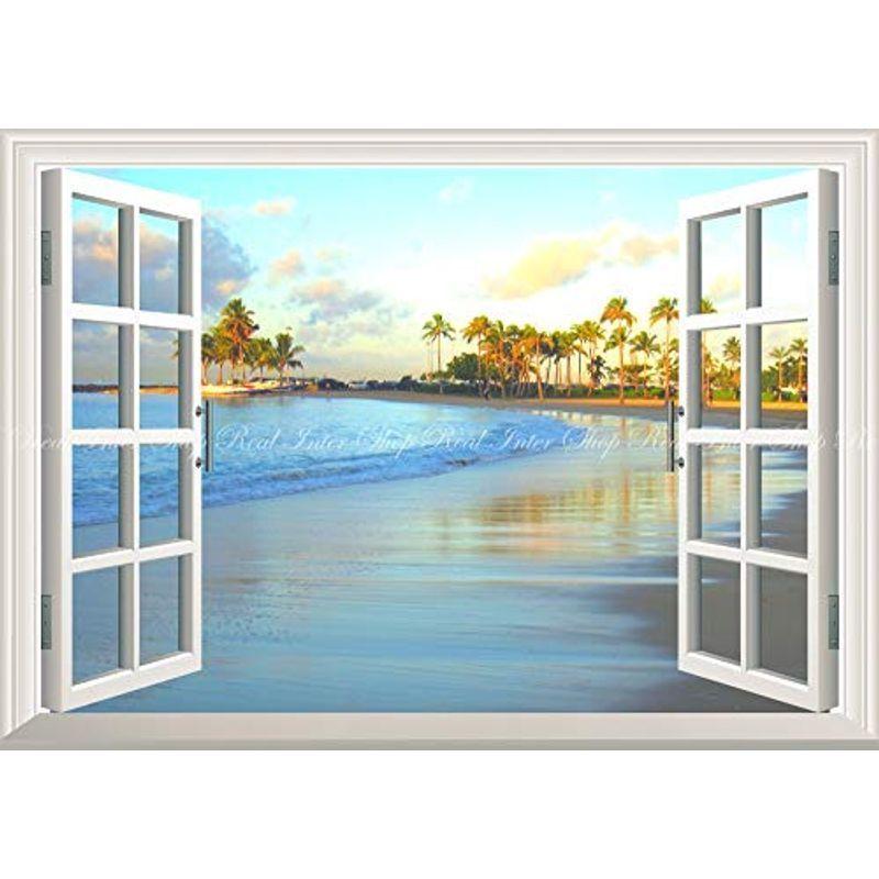 正規激安 絵画風 壁紙ポスター はがせるシール式 窓の景色 ハワイ ワイキキ ビーチ 夕日 波 海 窓仕様トリックアート キャラクロ Hwi 人気no 1 本体 Turningheadskennel Com