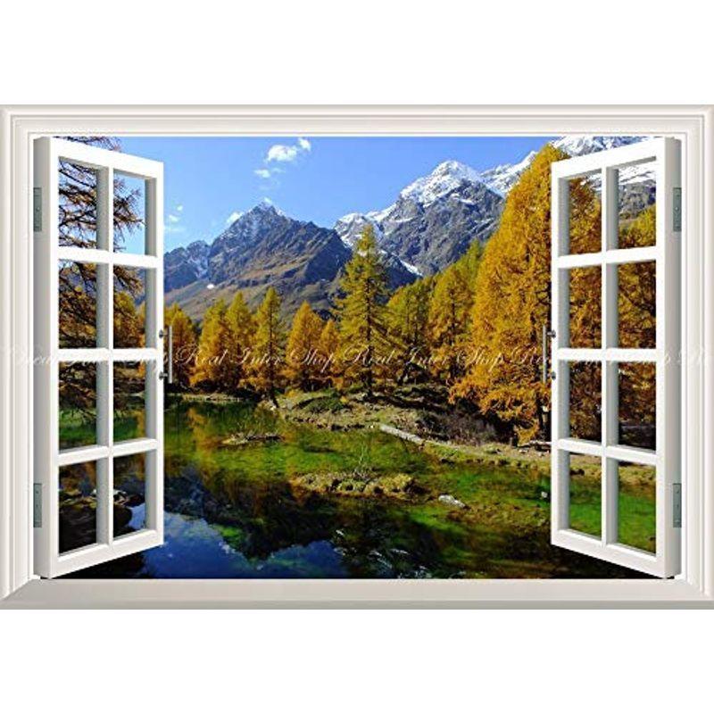 超人気の 絵画風 壁紙ポスター はがせるシール式 窓の景色 アルプスの景色 紅葉 森林 森林浴 ラーゴブルー 北イタリア 窓仕様トリックアート 想像を超えての Turningheadskennel Com