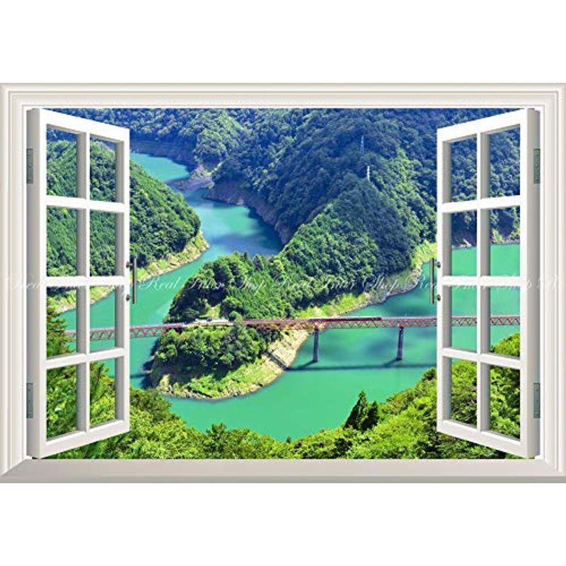 値引 絵画風 壁紙ポスター はがせるシール式 窓の景色 地球の撮り方 エメラルドグリーンの秘境駅 大井川鐵道のレインボーブリッジ 日本 送料無料 Www Aqtsolutions Com
