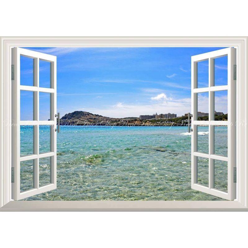 新規購入 絵画風 壁紙ポスター はがせるシール式 窓の景色 カラ アグラ ビーチ マヨルカ島 バレアレス諸島 スペイン 島 窓仕様トリックアー 上質で快適 Www Sei Ba Gov Br