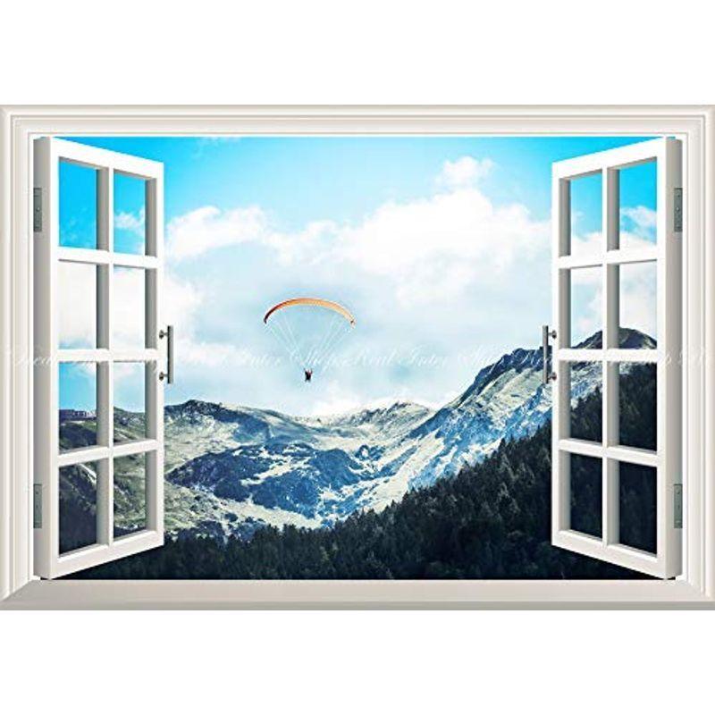 数量限定 絵画風 壁紙ポスター はがせるシール式 窓の景色 パラグライダー パラセイル アルプス 青空 窓仕様トリックアート キャラクロ Sp 上質で快適 Turningheadskennel Com