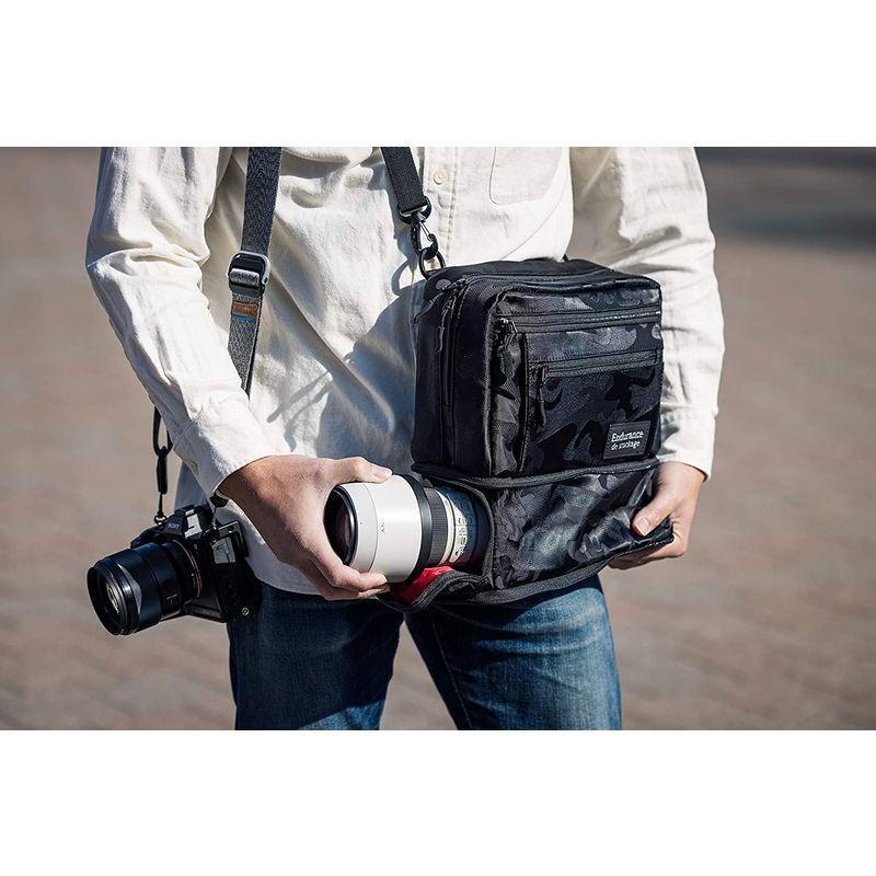 Endurance シューティングマルチ カメラバッグ ショルダーバッグ レンズ交換用バッグ 大容量 望遠レンズ おしゃれ (ブラック迷彩 シューティングマルチ 大容量 望遠レンズ おしゃれ ブラック迷彩 カラー