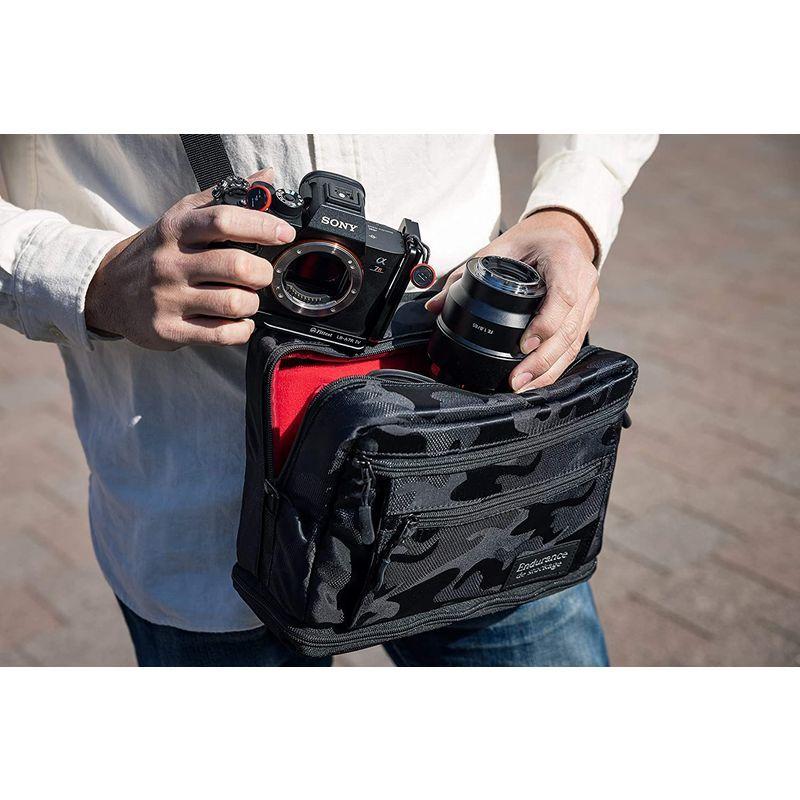 Endurance シューティングマルチ カメラバッグ ショルダーバッグ レンズ交換用バッグ 大容量 望遠レンズ おしゃれ (ブラック迷彩 シューティングマルチ 大容量 望遠レンズ おしゃれ ブラック迷彩 カラー