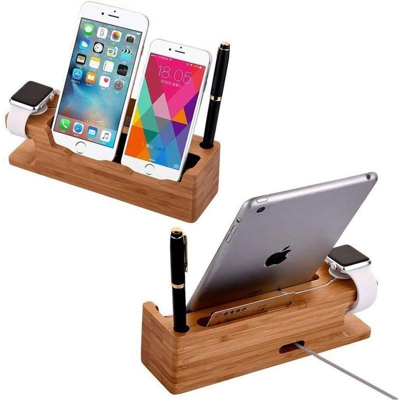 充電スタンド 竹製 スマホスタンド 木 充電 タブレットスタンド 卓上 Apple Watch スタンド IN 多機能 充電スタンド
