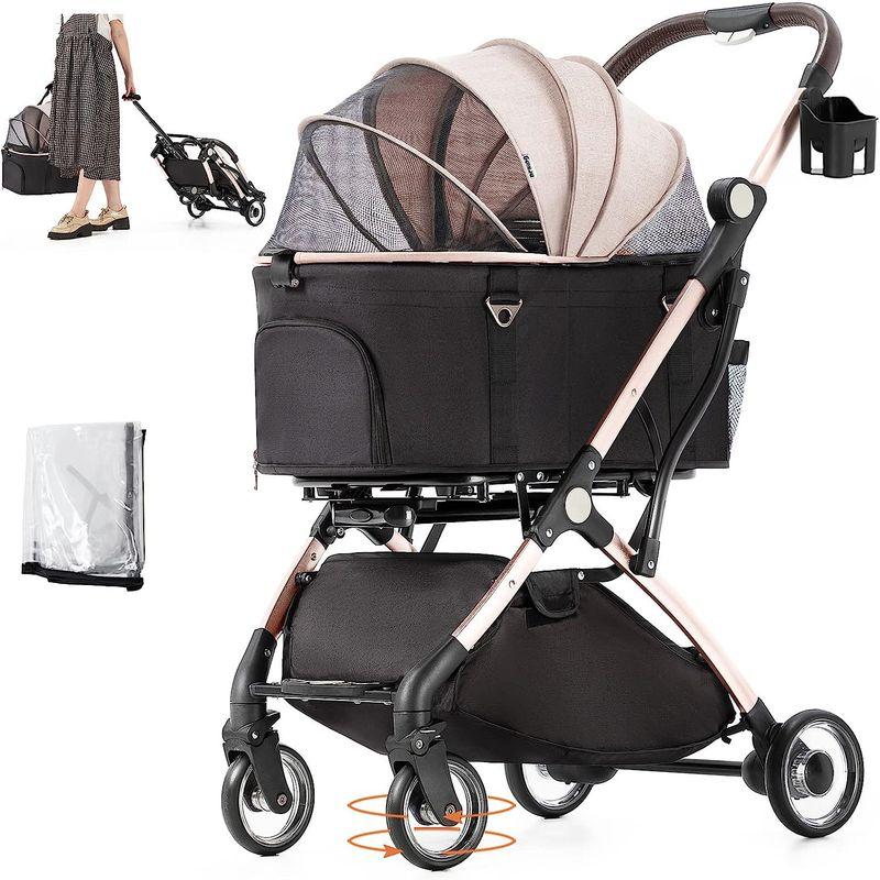 HRking.HANRAY 分離型 折りたたみ ペットカート 3wayモデル 対面式 4輪 犬用ベビーカー 前輪360°回転 後輪ブレーキ付 ペットカート HANRAY 分離型 折りたたみ 3wayモデル 対面式 4輪 犬用ベビーカー 後輪ブレーキ付