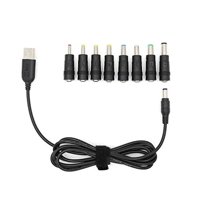 HCJYC DC ジャック 変換 アダプタUSBDC電源ケーブル ブラック 8 in 1ユニバーサルUSBDCジャック充電ケーブル電源コ