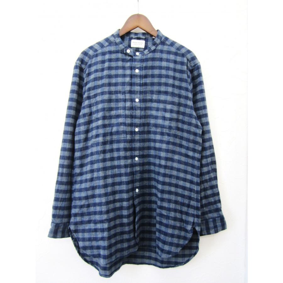 Manual Alphabet マニュアルアルファベット　シャギーチェックロングシャツ_NAVY×GRAY | MANUAL ALPHABET
