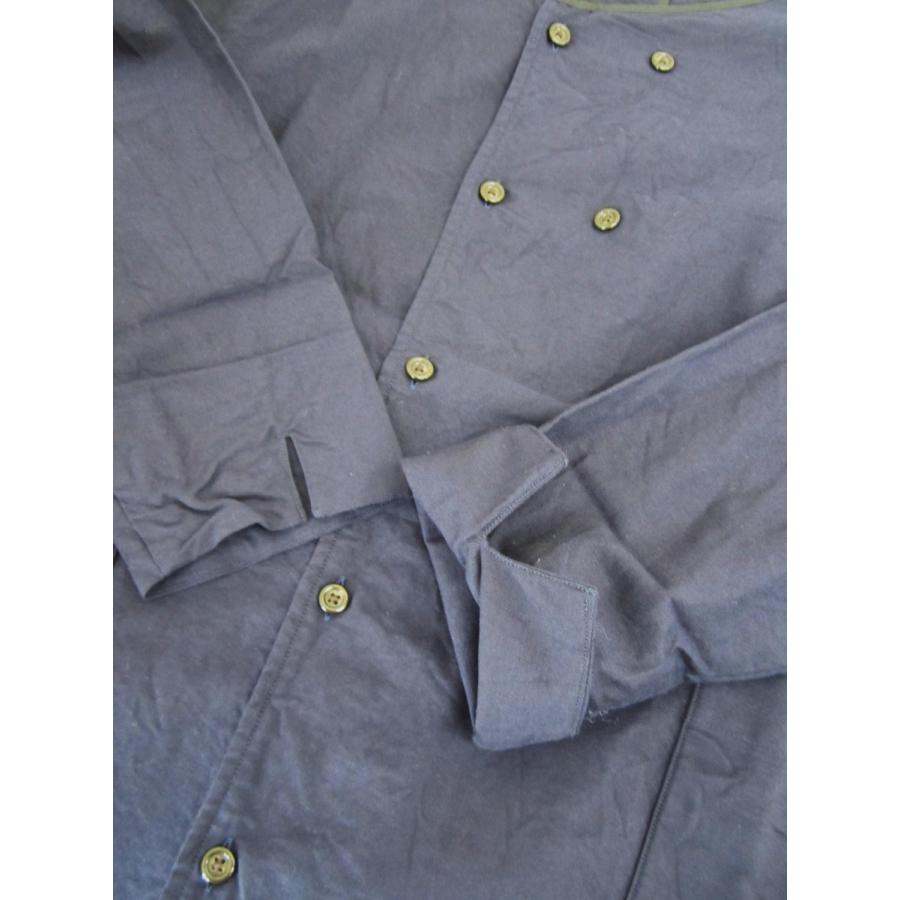 nisica（ニシカ） ノーカラーダブルボタンシャツ オックスフォード_