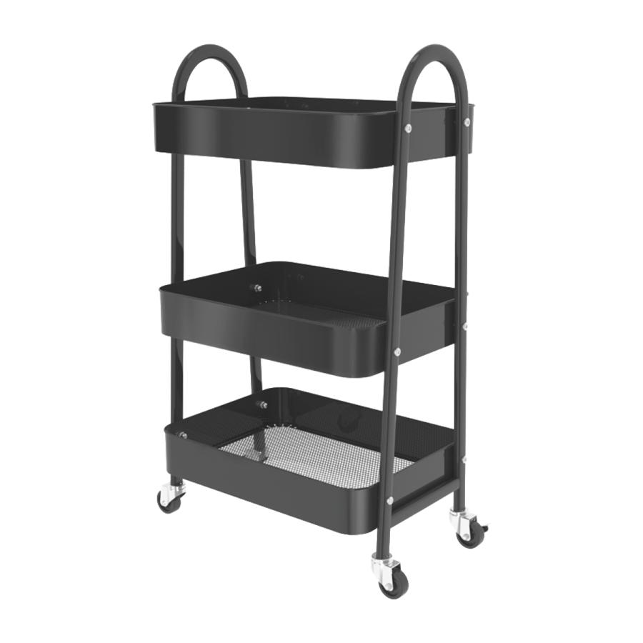 キッチンワゴン 3段 キャスター付き 77×43×30cm スチール製 フック付き