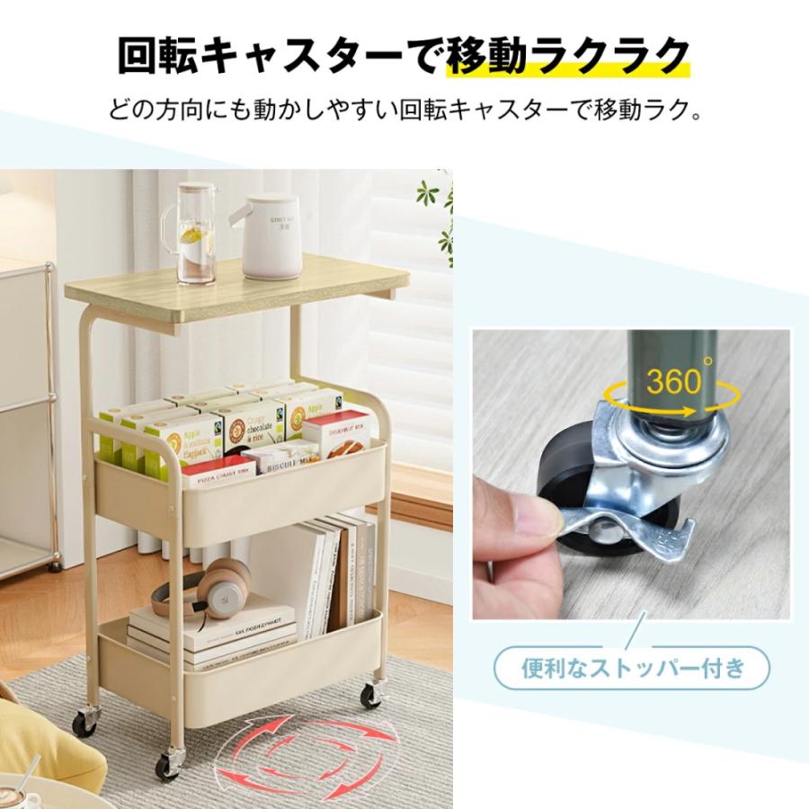 キャスター付きキッチンワゴン 2段式　ぐらつきあり キッチン収納 キャスター付きキッチンワゴン 2段式 ぐらつきあり
