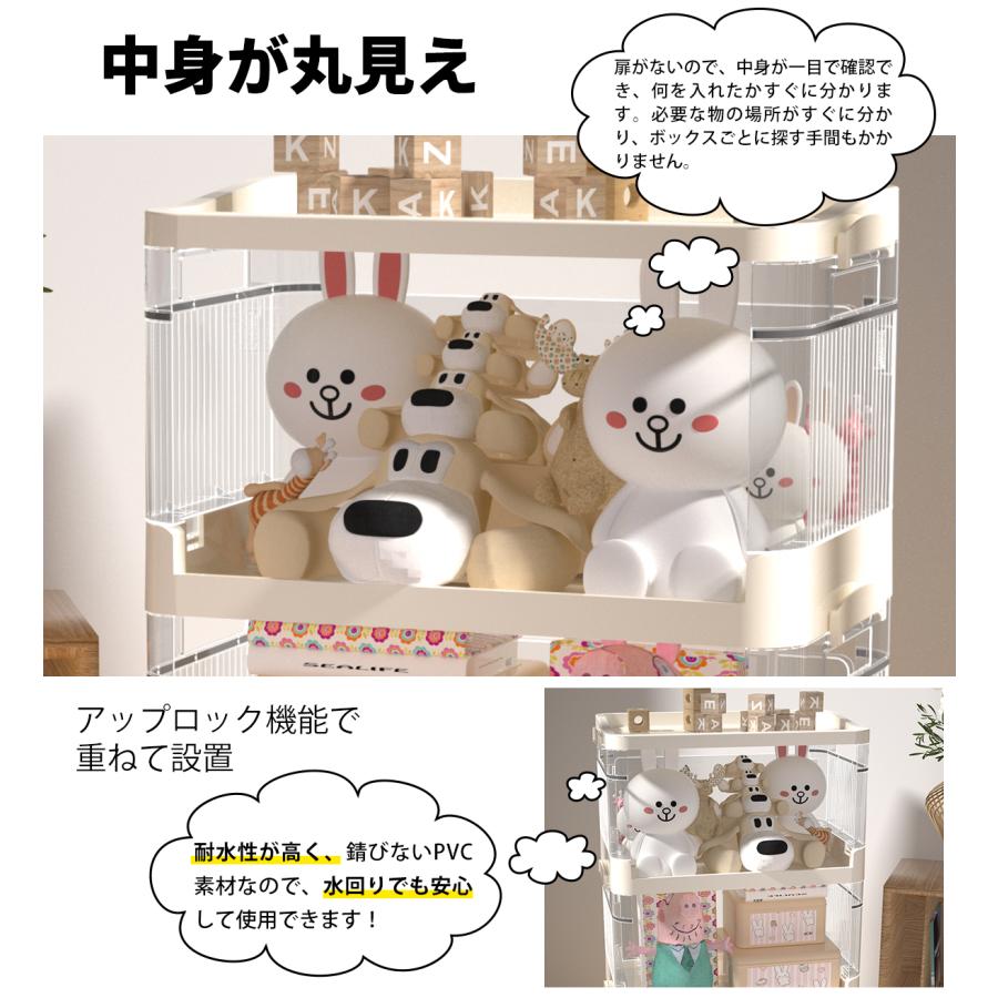 キッチンワゴン 収納ボックス 透明 幅45cm 折りたたみ 収納ワゴン