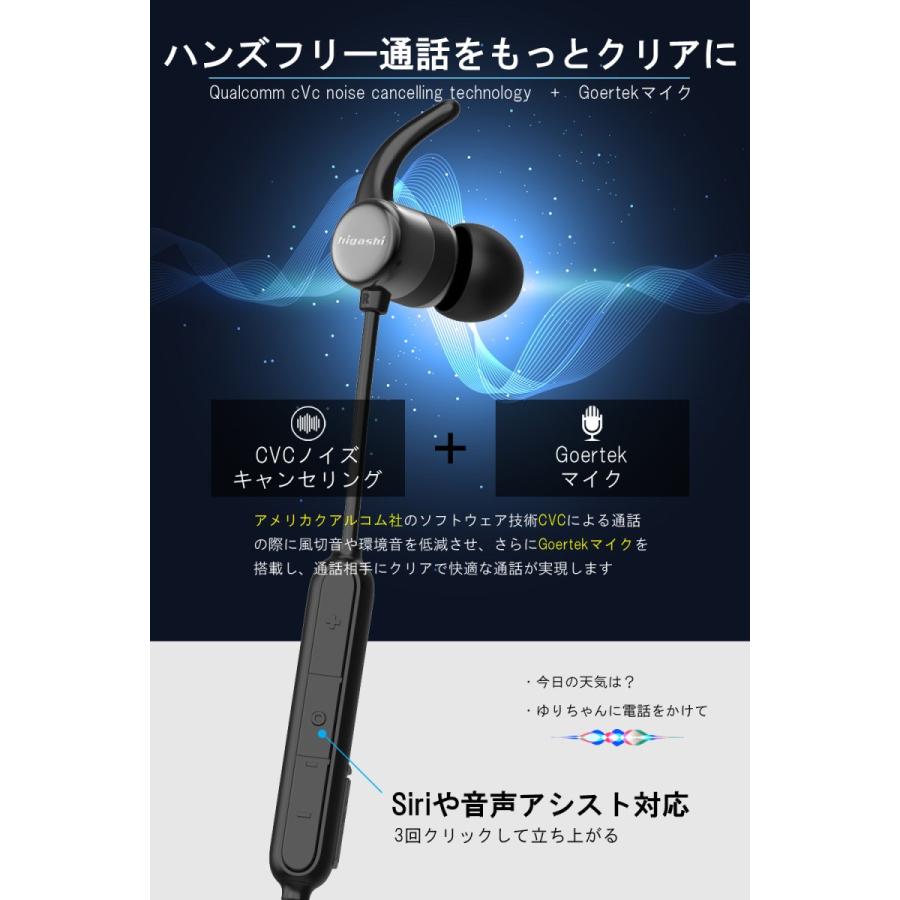 イヤホン bluetooth 5.0 ワイヤレスイヤホン apt-x AAC 高音質 重低音 IPX5 カナル型 スポーツ 型番h-sp100｜higashi-corp｜11