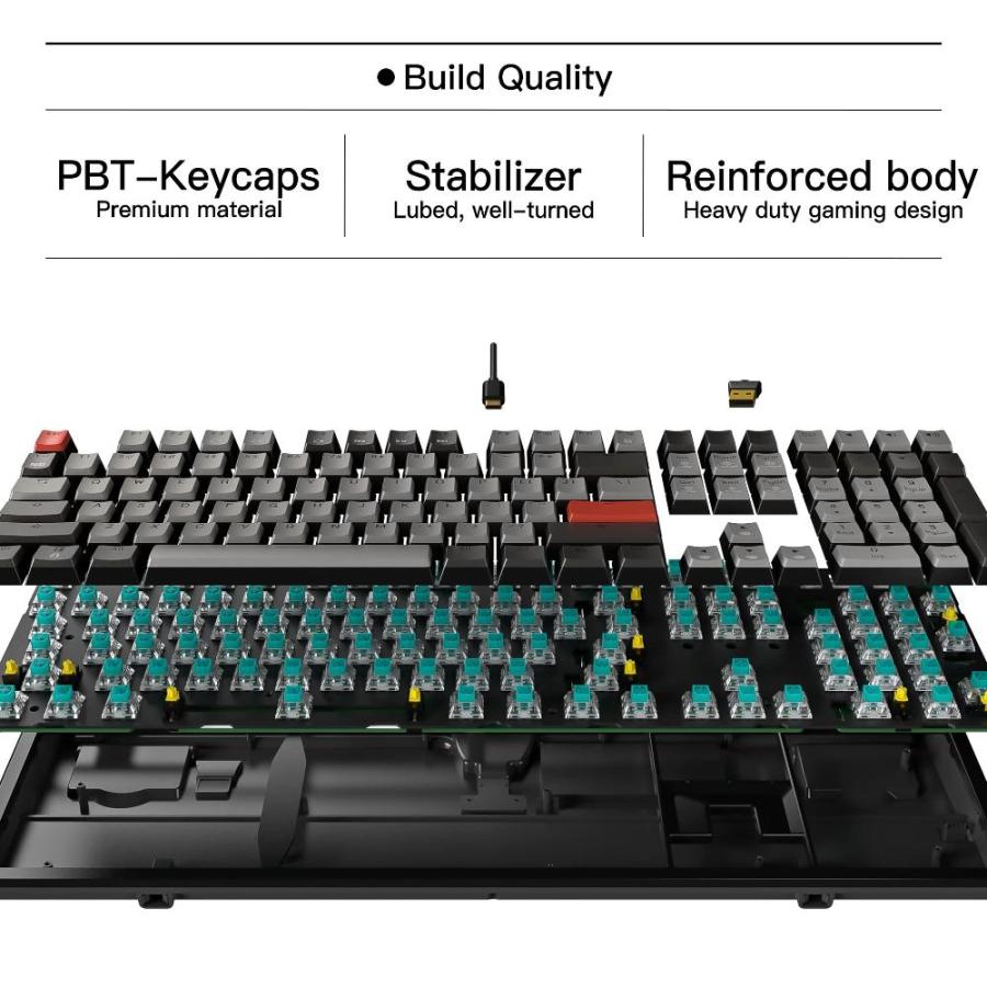 高い Hexgears X5 Wireless Mechanical Keyboard with Kaihl Box Blue Switch， Dark K