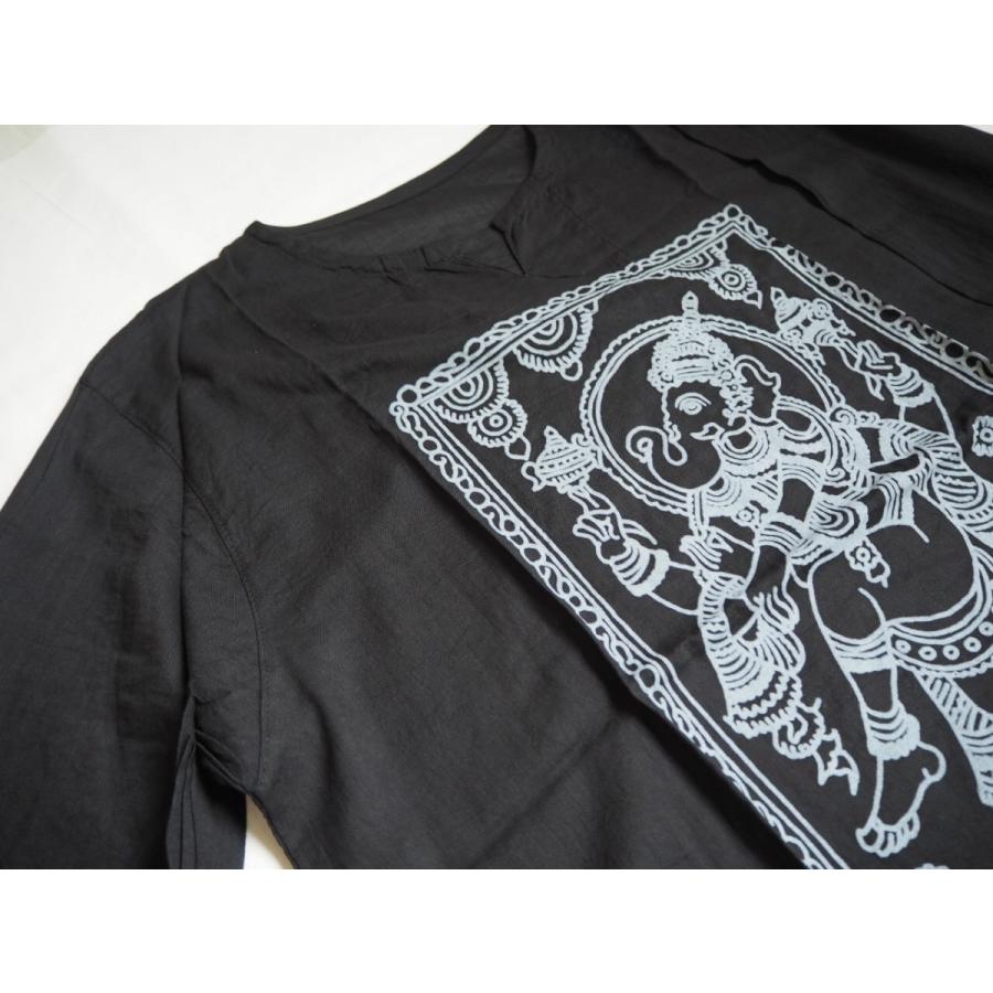 A.K　ガネーシャTシャツブラックＬとクルタ ガネーシャ 長袖 クルタシャツ ガーゼ質 綿 コットン エスニック T