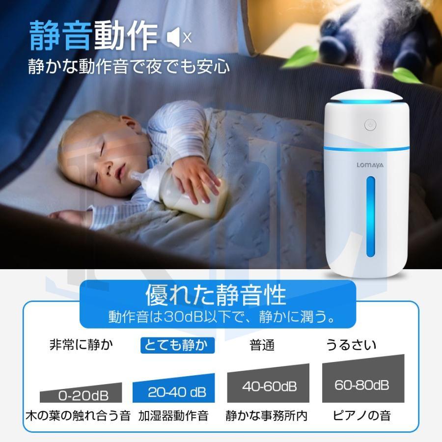 加湿器 卓上 超音波式 USB 350ml 大容量 ペットボトル 除菌 静音 おしゃれ ミニ加湿器 充電式 空気浄化機 小型 寝室/車載/会社/部屋に最適 乾燥防止 空焚き防止｜high-9-store｜08