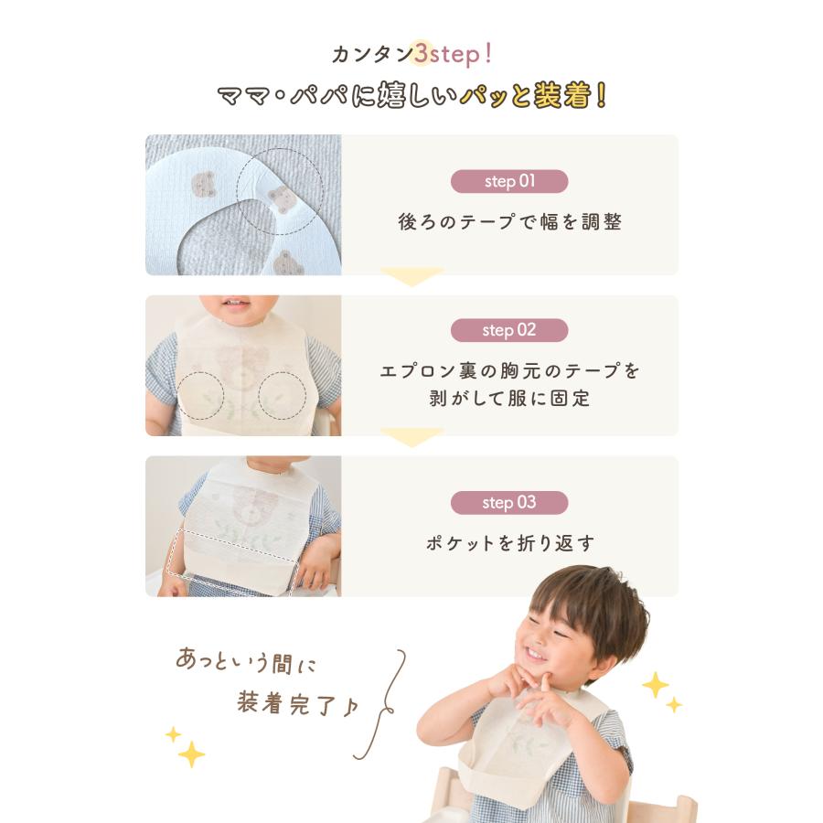 お食事エプロン 使い捨て 保育園 袖なし セット 使い捨てエプロン