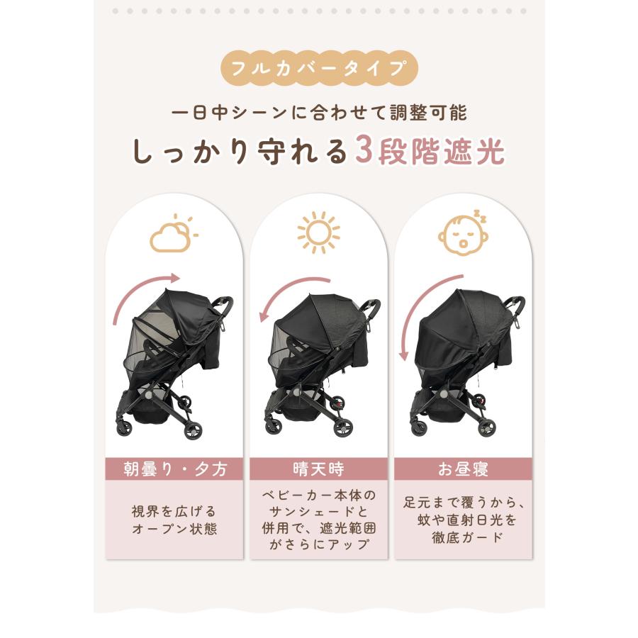 ベビーカー サンシェード 後付け 日除け カバー 日よけ 虫よけ 蚊帳