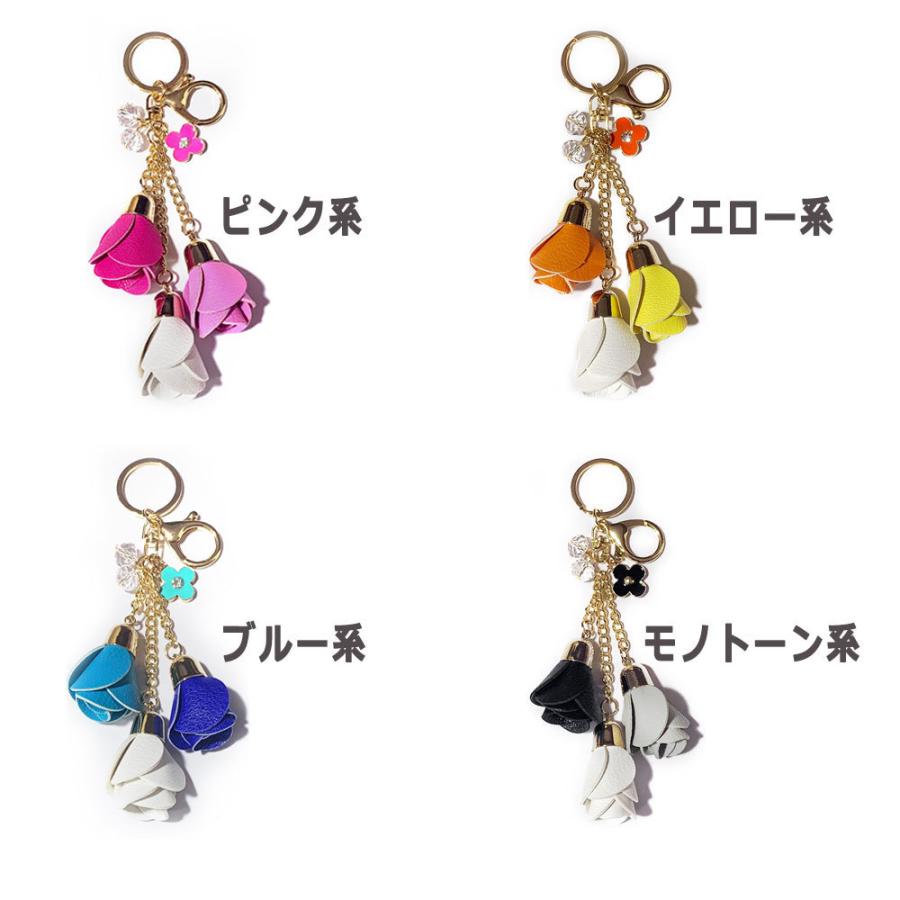 バッグチャーム 大人 かわいい チャーム キーホルダー キーリング 花 3