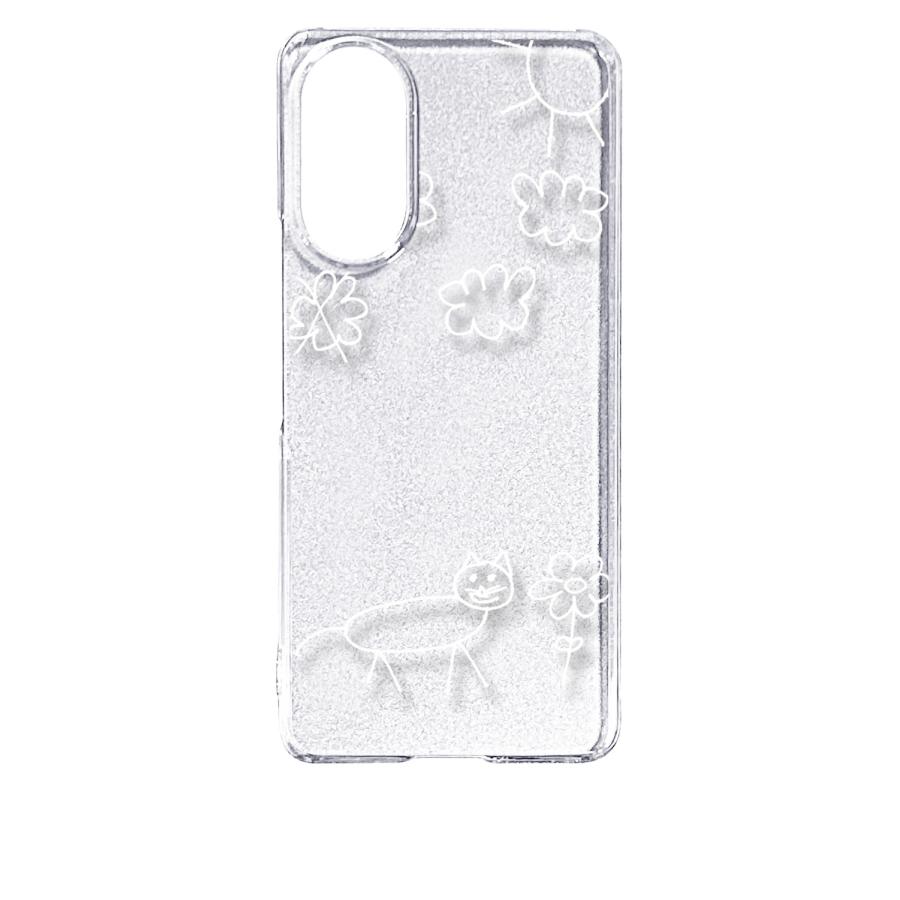 あんしんファミリースマホ A303ZT クリア ハードケース 猫 ネコ 落書き