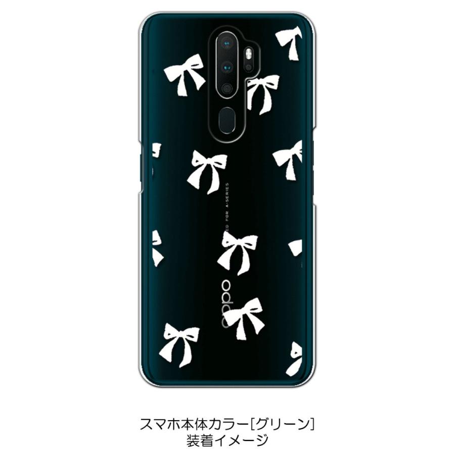 OPPO A5 2020 a52020 クリア ハードケース リボン(ホワイト) スマホ 