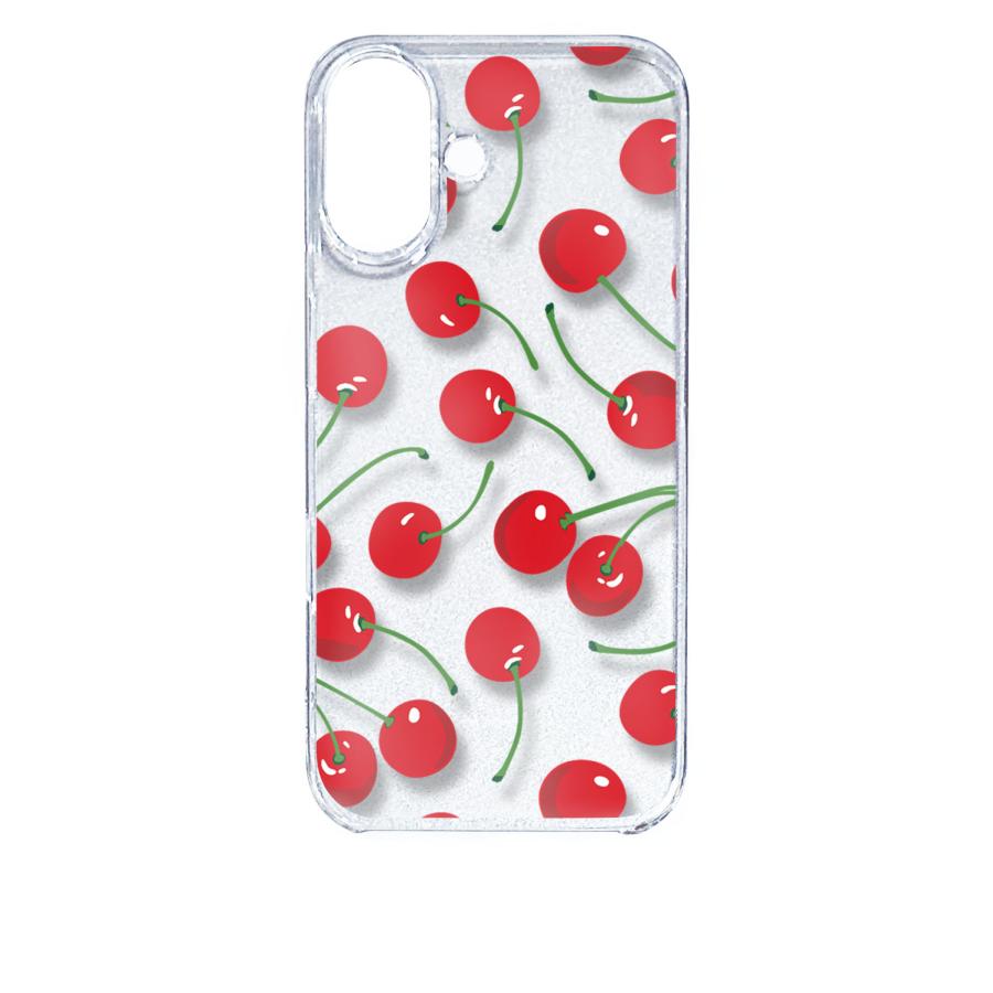 iPhone16 アイフォン16 クリア ハードケース チェリー さくらんぼ
