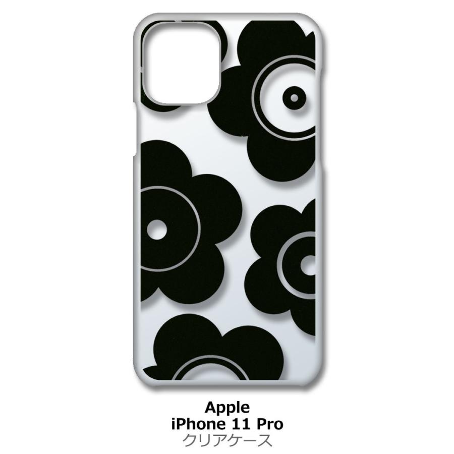 iPhone11 Pro クリア ハードケース t026-ブラック 花柄