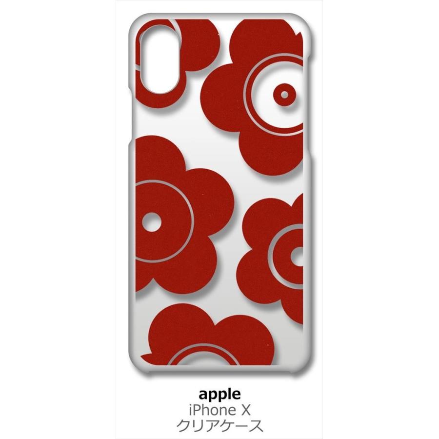 iPhone X / XS Apple アイフォン クリア ハードケース t026-レッド 花 