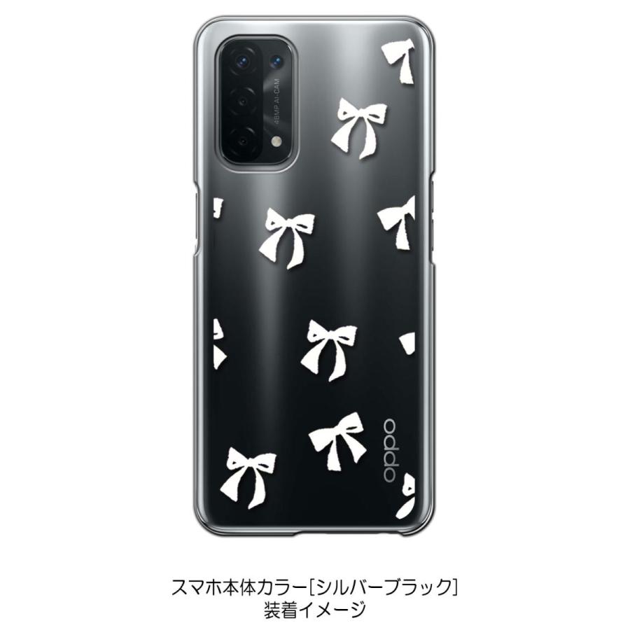 OPPO A54 5G クリア ハードケース リボン(ホワイト) スマホ ケース