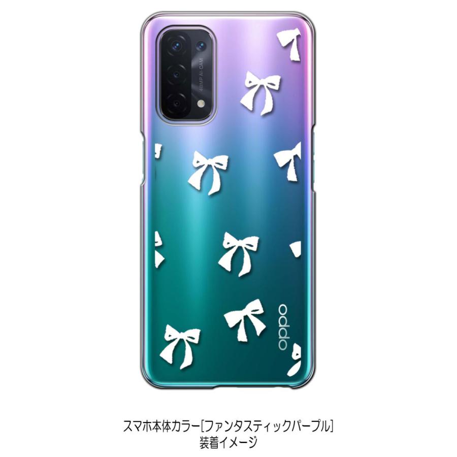 OPPO A54 5G クリア ハードケース リボン(ホワイト) スマホ ケース