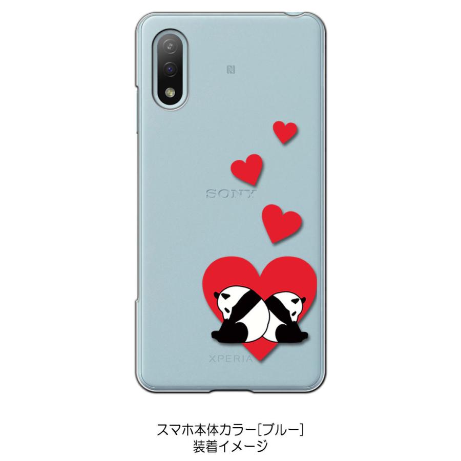 Xperia Ace II SO-41B クリア ハードケース 仲良しパンダ(レッド  