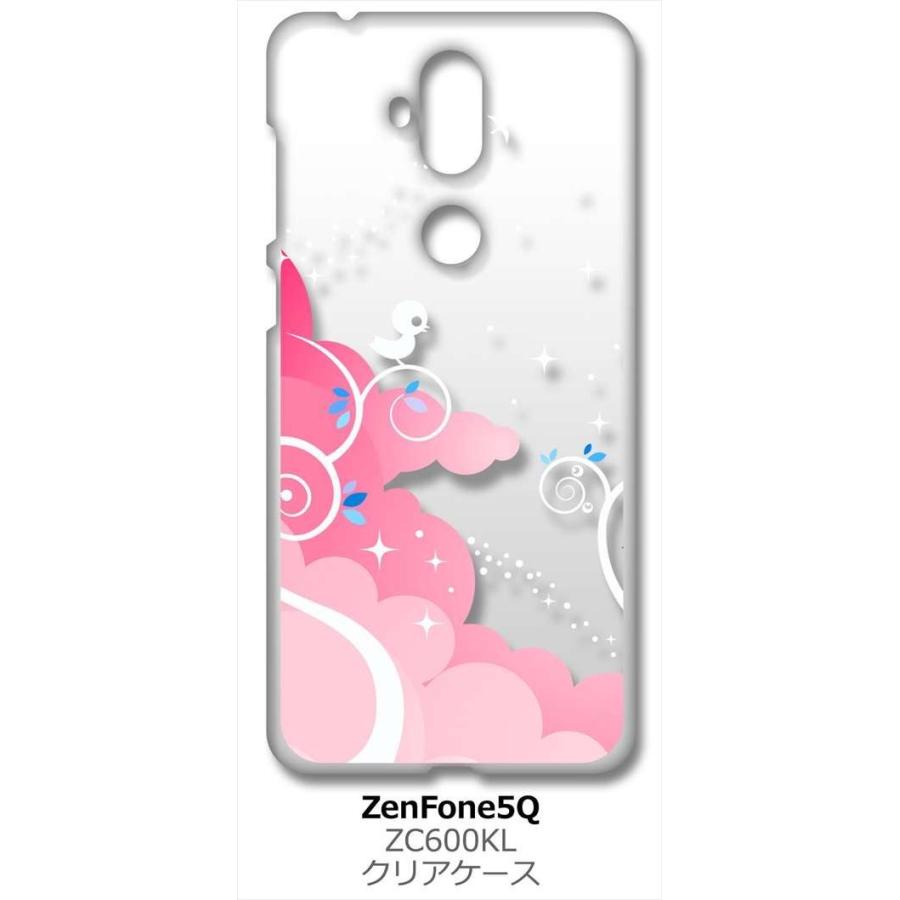 ZenFone5Q ZC600KL ASUS クリア ハードケース 小鳥キラキラ(ピンク) スマホ ケース スマートフォン カバー カスタム ジャ｜high