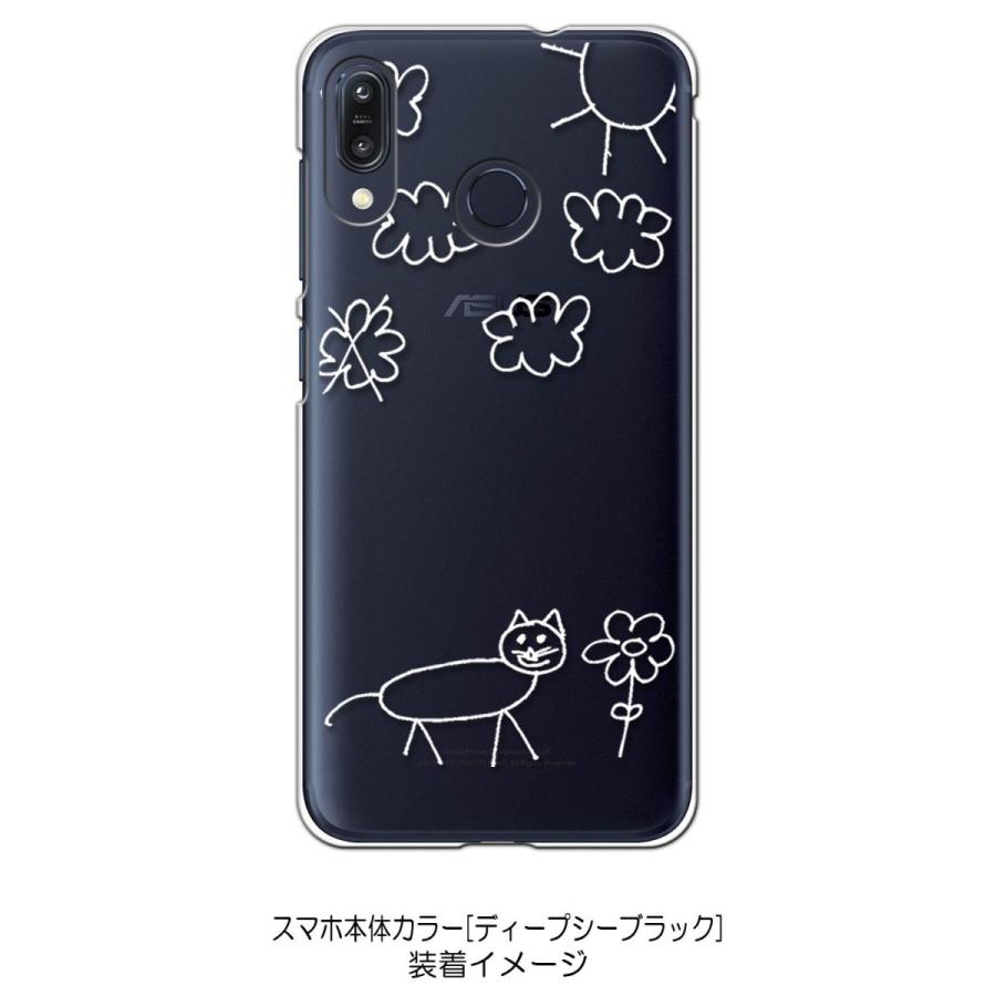 Zenfone Max M1 ZB555KL ゼンフォン クリア ハードケース 猫 ネコ 落書き 花 （ホワイト） カバー ジャケット スマートフォン スマホケース｜high｜04