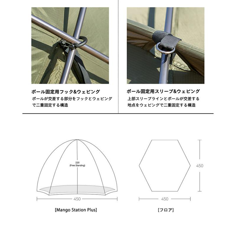 MINIMAL WORKS ミニマルワークス MANGO STATION PLUS マンゴーステーションプラス MGTE-MS802-GO0 【ドーム型/シェルター/キャンプ/アウトドア】_11
