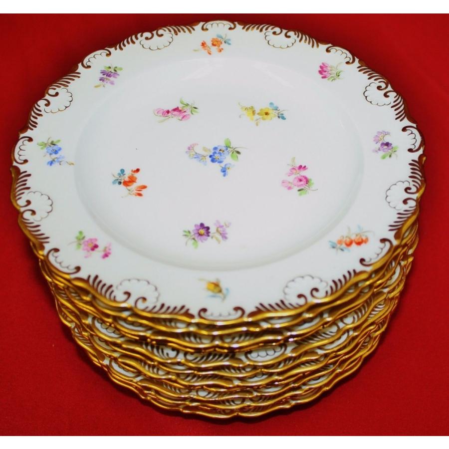 MEISSEN - 1880年オールドマイセン中古皿3枚レアボタン双剣刻印貴重品