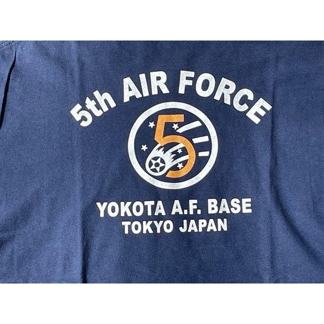 米軍 Tシャツ USAF 5th AIR FORCE 第五空軍 横田基地 YOKOTA A.F. BASE ネイビー サイズM [a2-0032]｜highground｜06