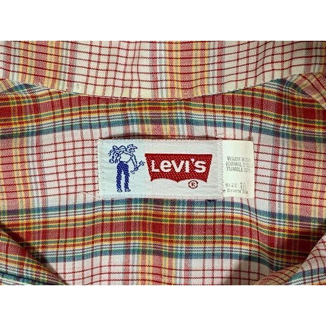 70's 70年代 サドルマンタグ アメリカ製 リーバイス LEVI'S ビンテージ ポリ チェックシャツ 50464-1197 サイズ18 [B3]｜highground｜05